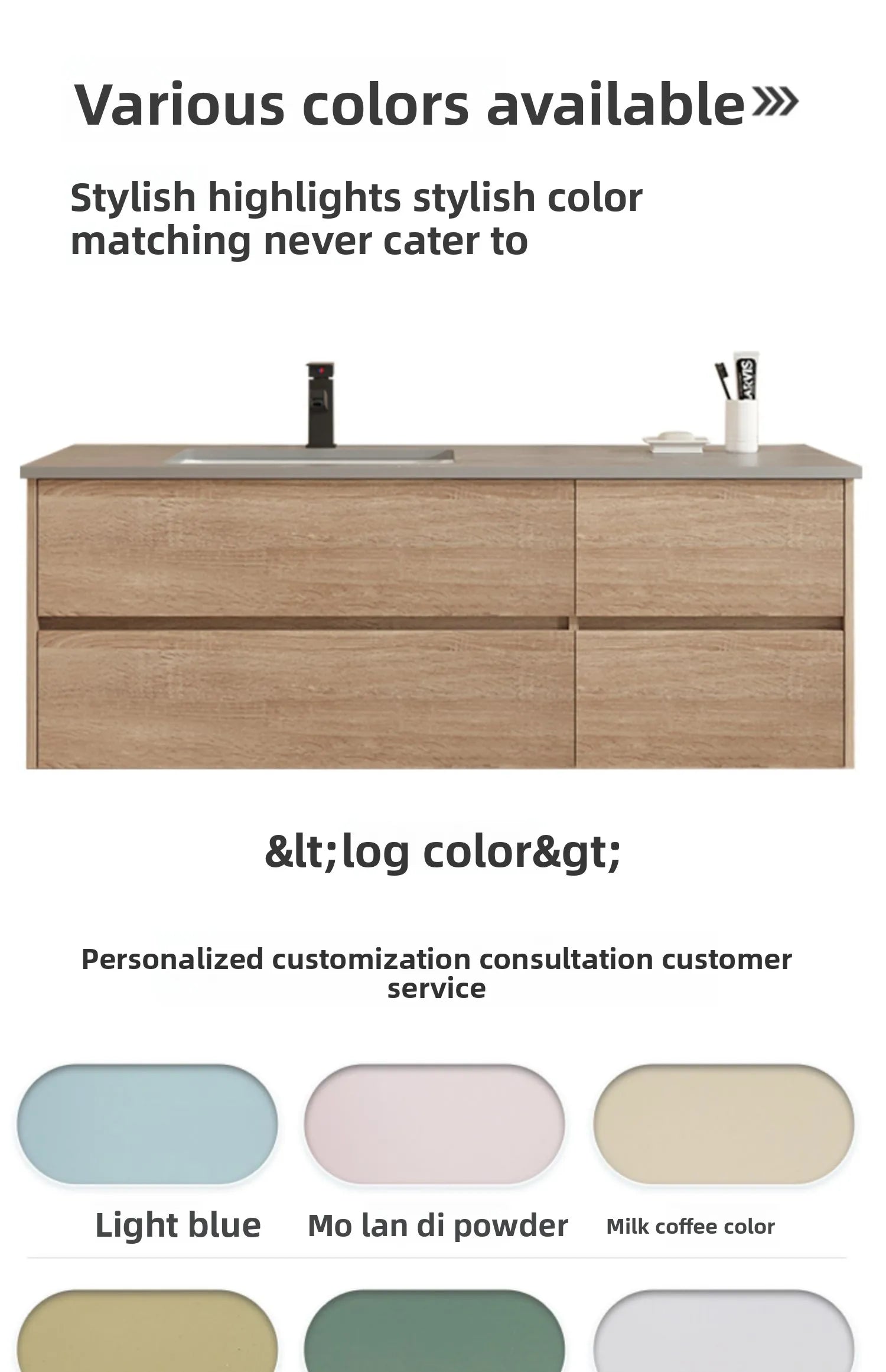 Modern minimalist luxury bathroom vanity set with integrated basin, featuring hand washing and face washing space, by WinniShop.