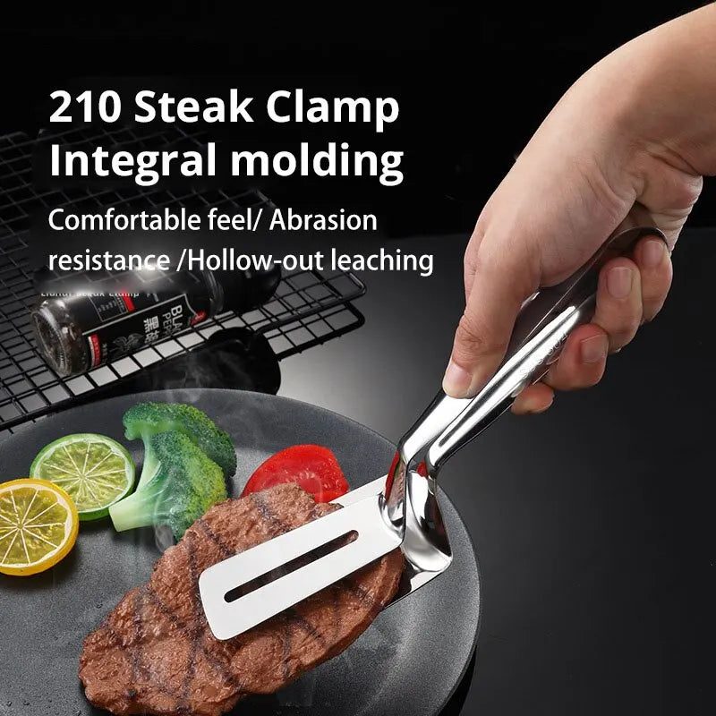 Stainless steel fillet clip by WinniHouse, fish and meat grilling tongs, versatile barbecue kitchen utensil for home use.