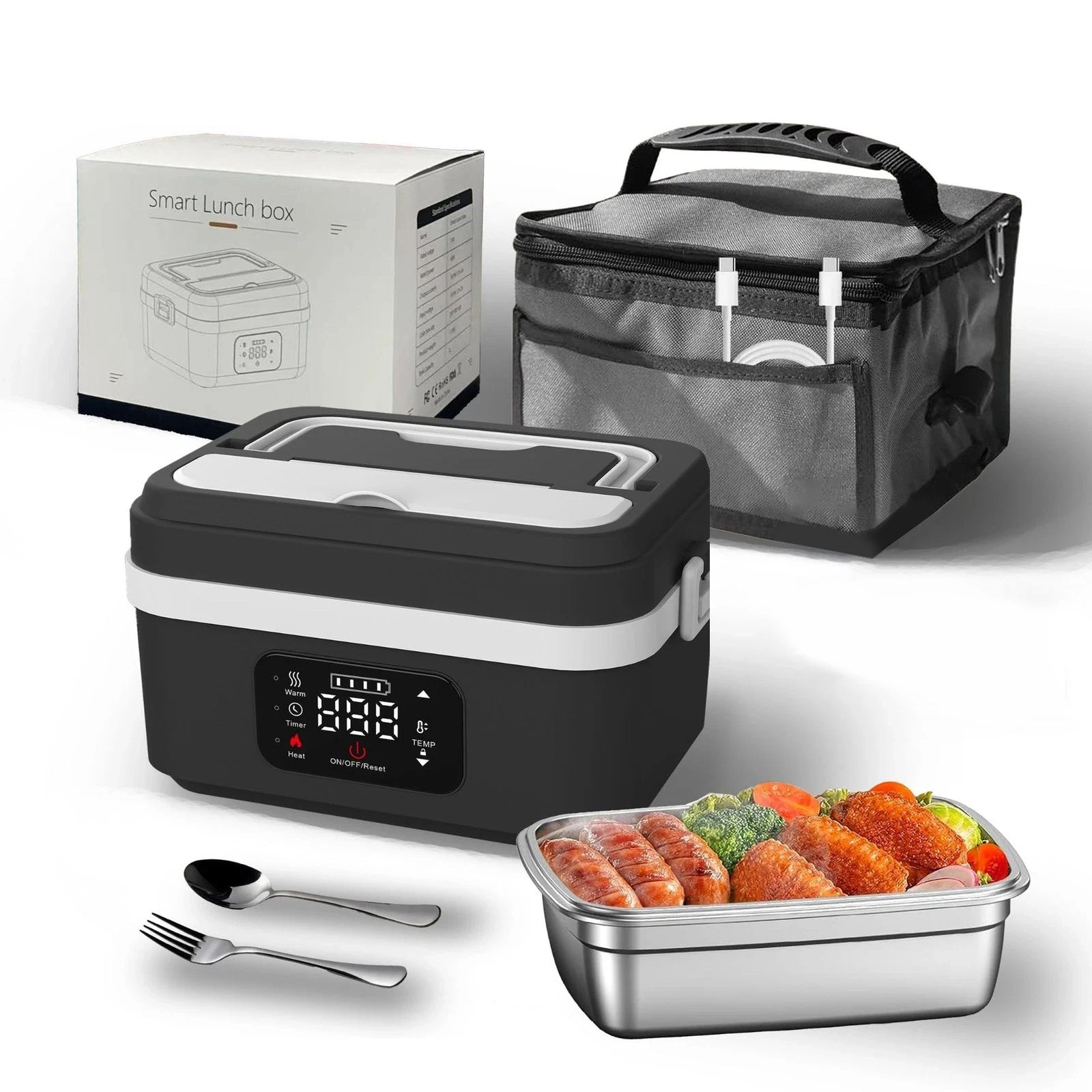 Wireless electric lunch box with insulation by WinniHouse, showing the sleek design and insulated food container.