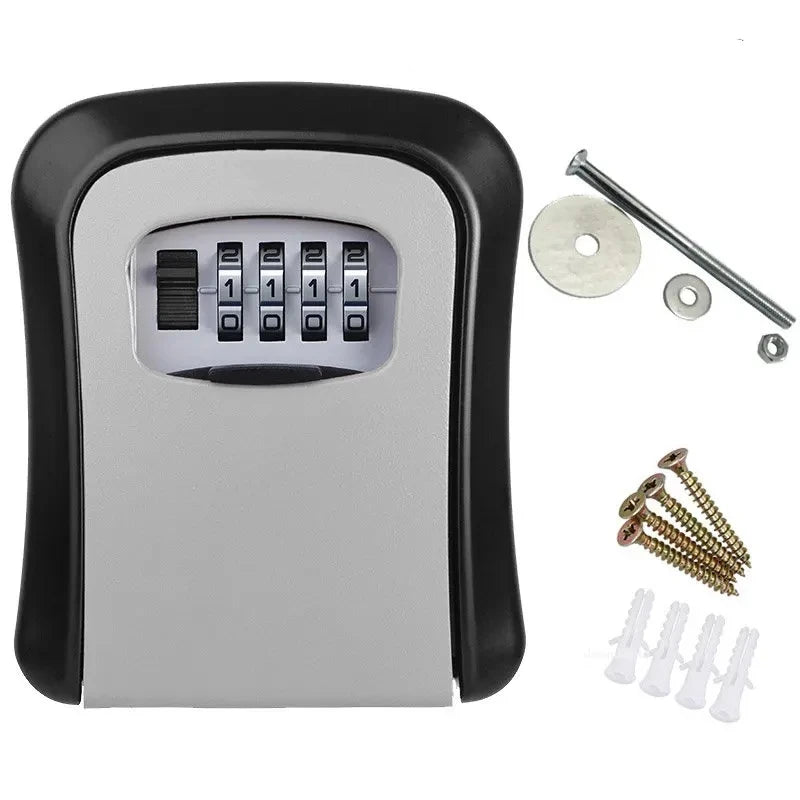WinniHouse HEE RAK key lock box with 4-digit password, metal ABS case, wall-mounted security safe for secure storage