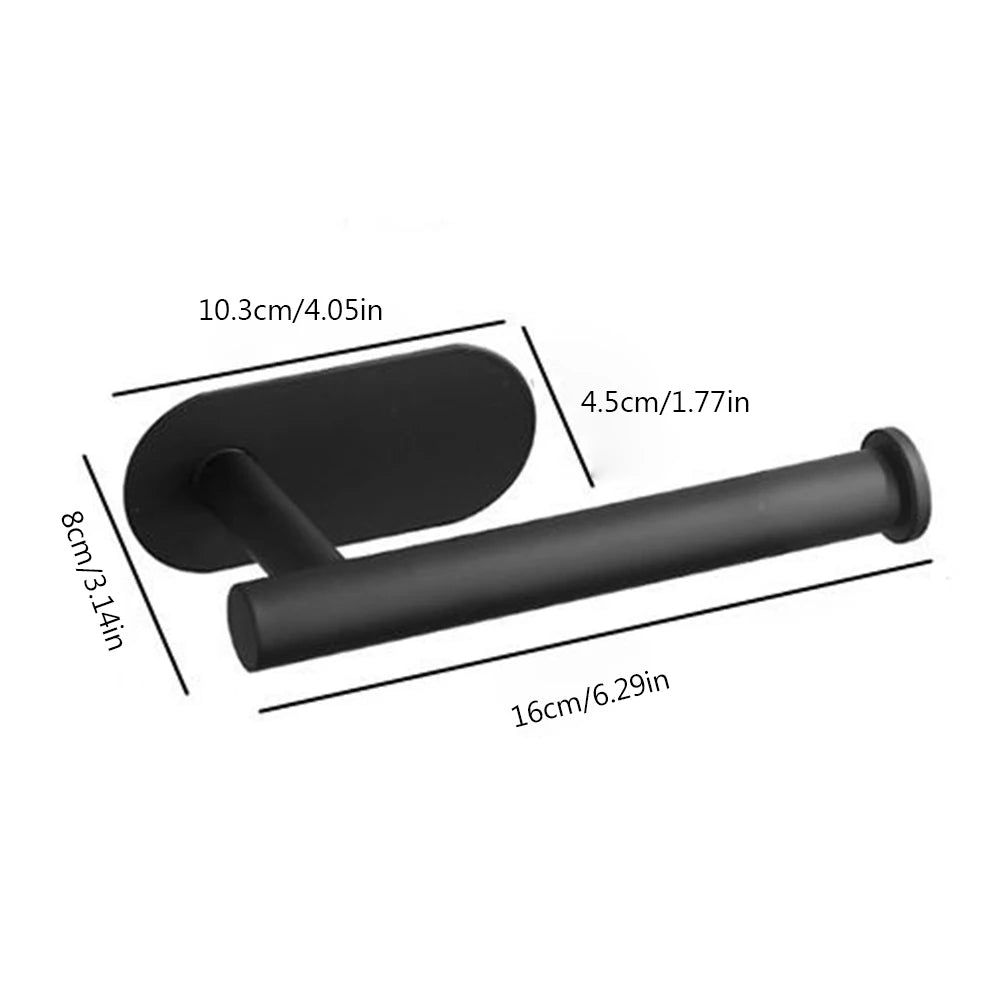 WinniHouse stainless steel adhesive toilet paper holder with wall-mounted design for bathroom storage and towel organization