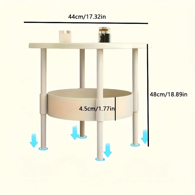 Modern red round side table with storage shelf from WinniShop, lightweight and stylish for living room or bedroom.