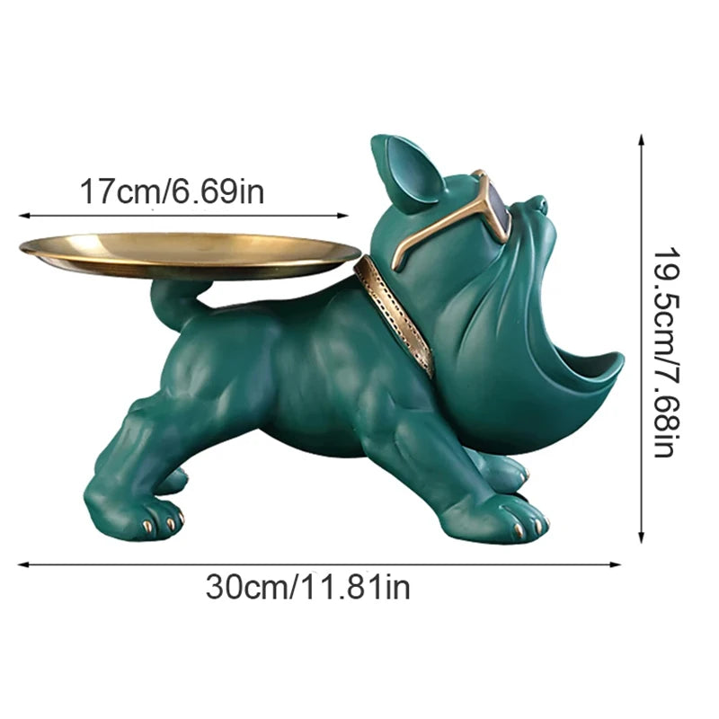 30 cm bulldog figurine by WinniHouse, decorative storage box for home decor, detailed ceramic bulldog sculpture.