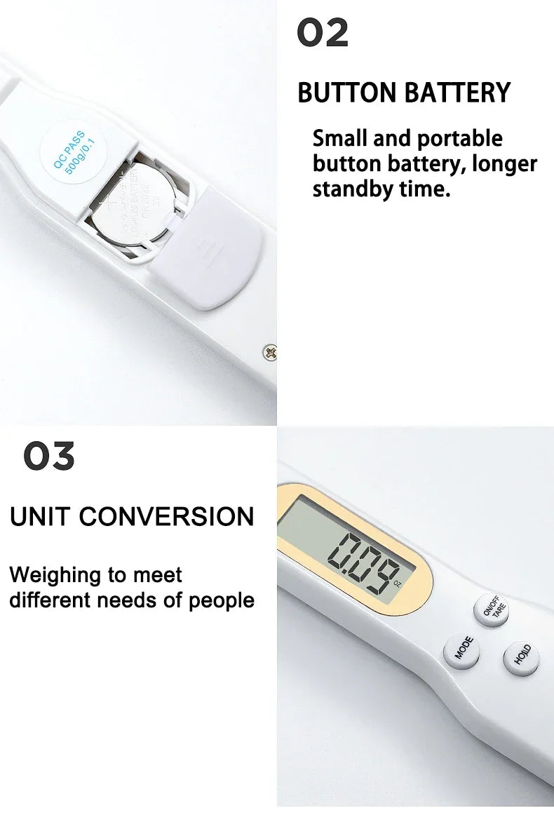 Digital 500g kitchen measuring spoon by WinniHouse, with LCD display and precise 0.5g accuracy for cooking and baking.