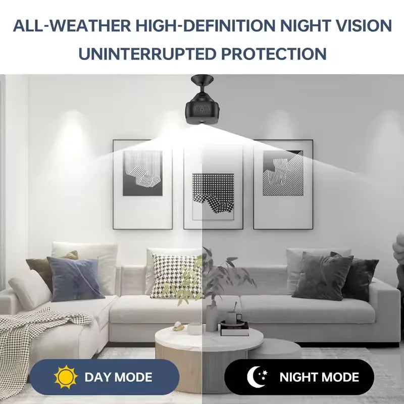 WinniHouse mini security camera with full-color 4K night vision, compact design, and high-resolution surveillance camera.