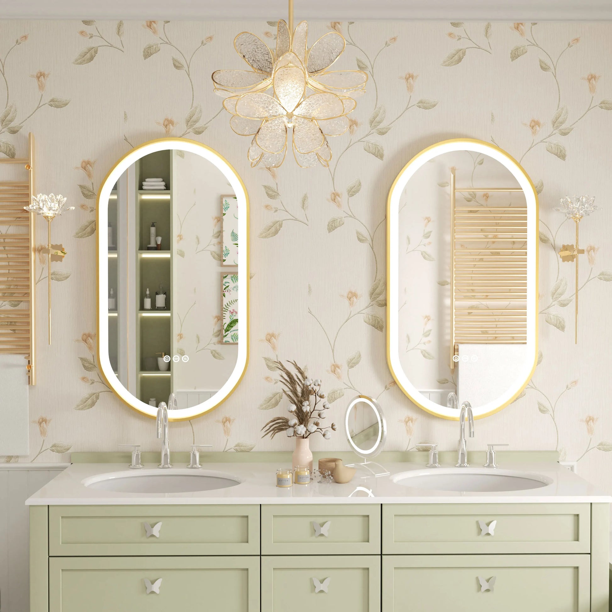 Oval LED bathroom mirror with adjustable lighting, wall-mounted, anti-fog memory frame, large illuminated vanity mirror by WinniShop