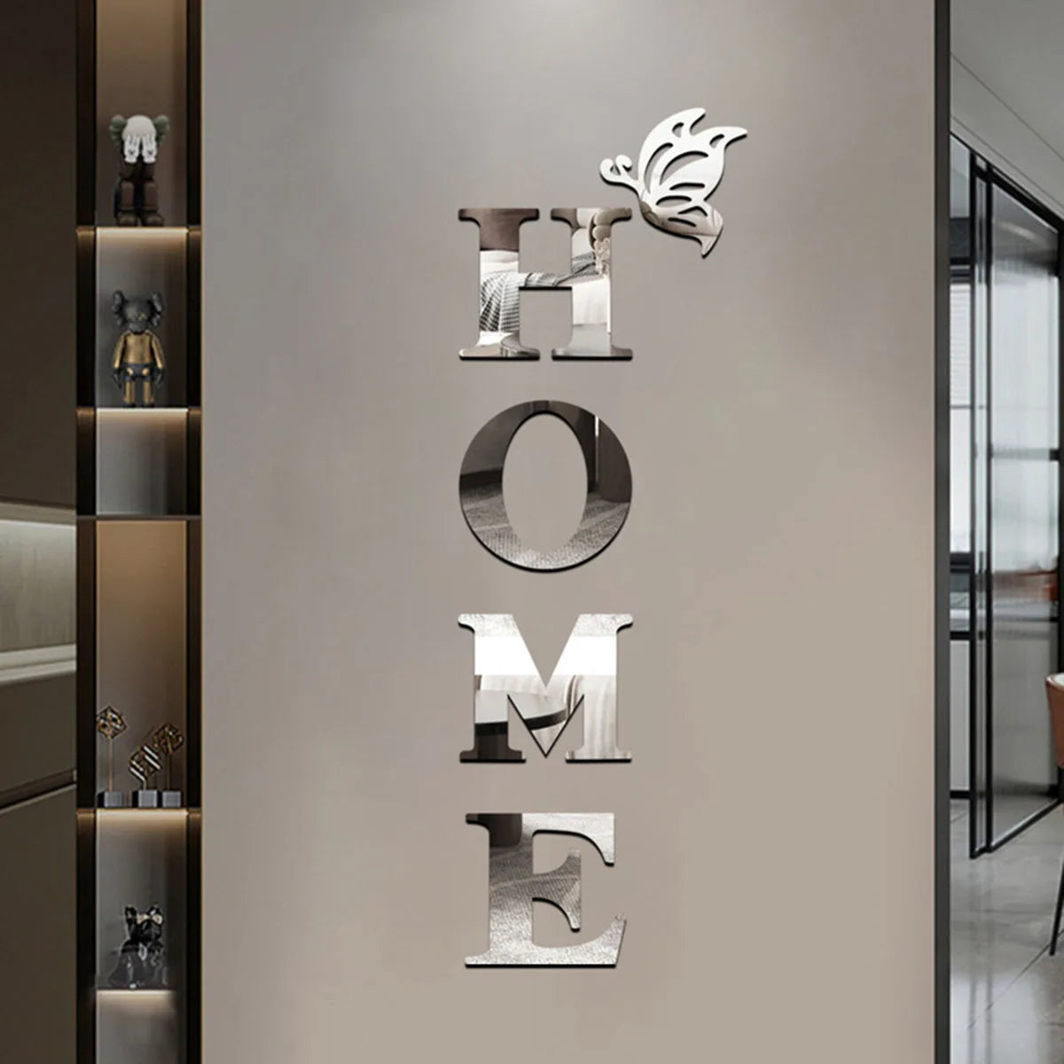 3D home logo wall decal by WinniShop, decorative mirror entrance label, stylish home decor for entryway walls