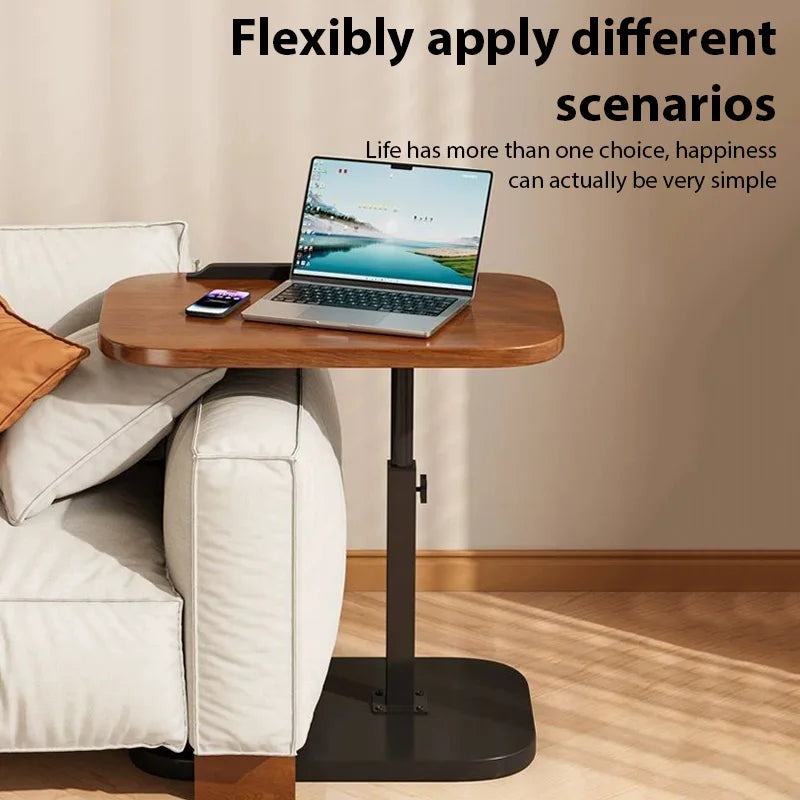 Adjustable height side table from WinniShop with a wooden top, suitable for coffee, tea, or bedside use in home or office settings.