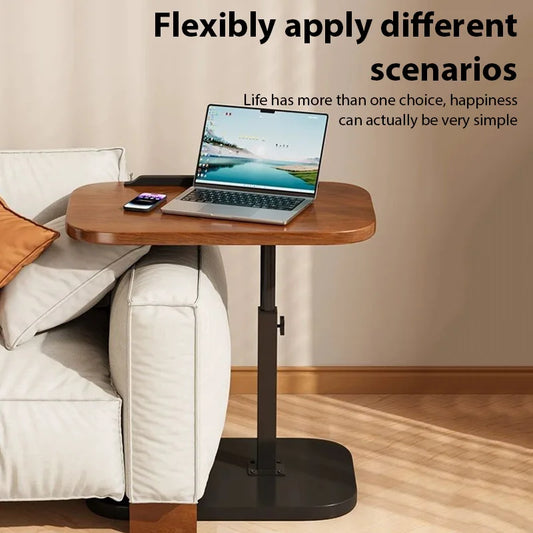 Adjustable height side table from WinniShop with a wooden top, suitable for coffee, tea, or bedside use in home or office settings.