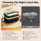 Wireless electric insulated lunch box by WinniHouse showing a sleek, portable food container with a modern design and secure lid.