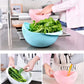 Plastic rice strainer and kitchen colander by WinniHouse, with handles, used for rinsing rice, fruits, and vegetables in the sink.
