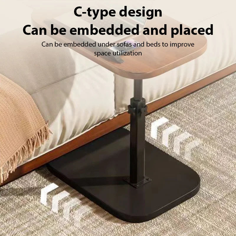 Adjustable side table by WinniShop, portable coffee and bedside desk for living room, bedroom, or office with height adjustment.