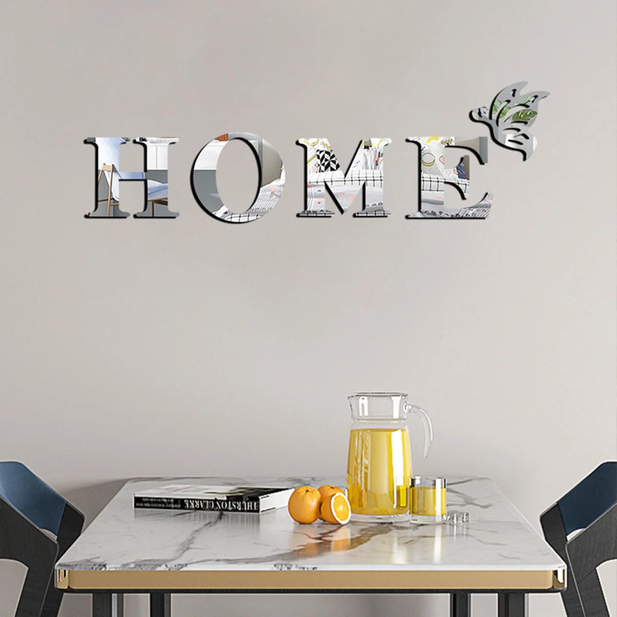 WinniShop home logo 3D wall mirror label for entryway decor, featuring a stylish, raised design for modern home decoration.