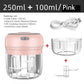Electric garlic chopper by WinniHouse, USB-powered, 250ml capacity with stainless steel blades, compact kitchen gadget.