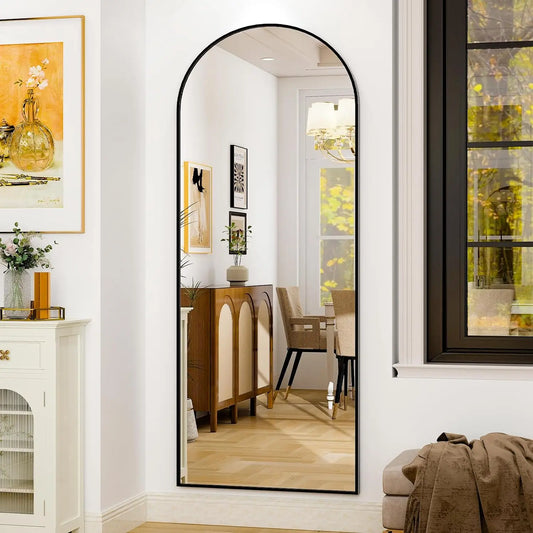 Full-length aluminum frame mirror by WinniShop, large floor-standing mirror for bedroom or living room, 26x71 inches