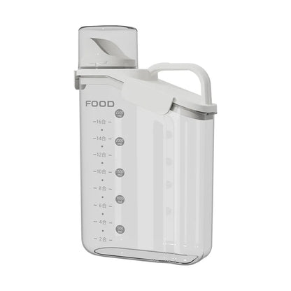 WinniHouse moisture-proof grain storage container showing a clear plastic container with lid, designed to keep grains dry and fresh.