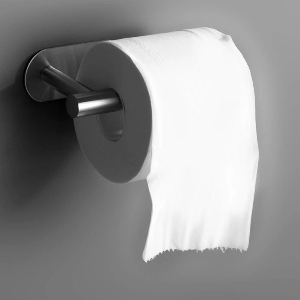 WinniHouse stainless steel adhesive toilet paper holder and bathroom organizer with towel rack, wall-mounted, no drilling needed