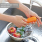 Stainless steel rice washing bowl and strainer from WinniHouse, ideal for rinsing rice, fruits, and vegetables in the kitchen.