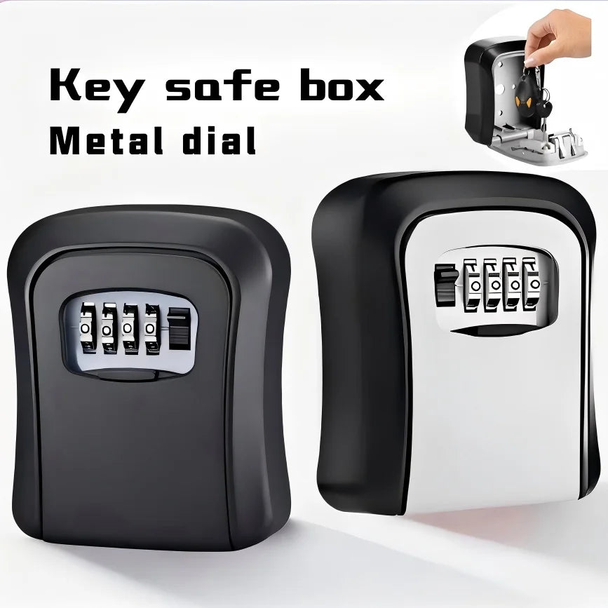WinniHouse HEE RAK 4-digit key lock box with metal ABS case, wall-mounted security storage for keys or valuables