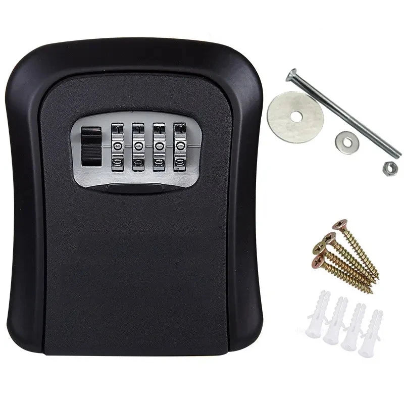 WinniHouse HEE RAK 4-digit key lock box with metal ABS case, wall-mounted security storage for keys or valuables.