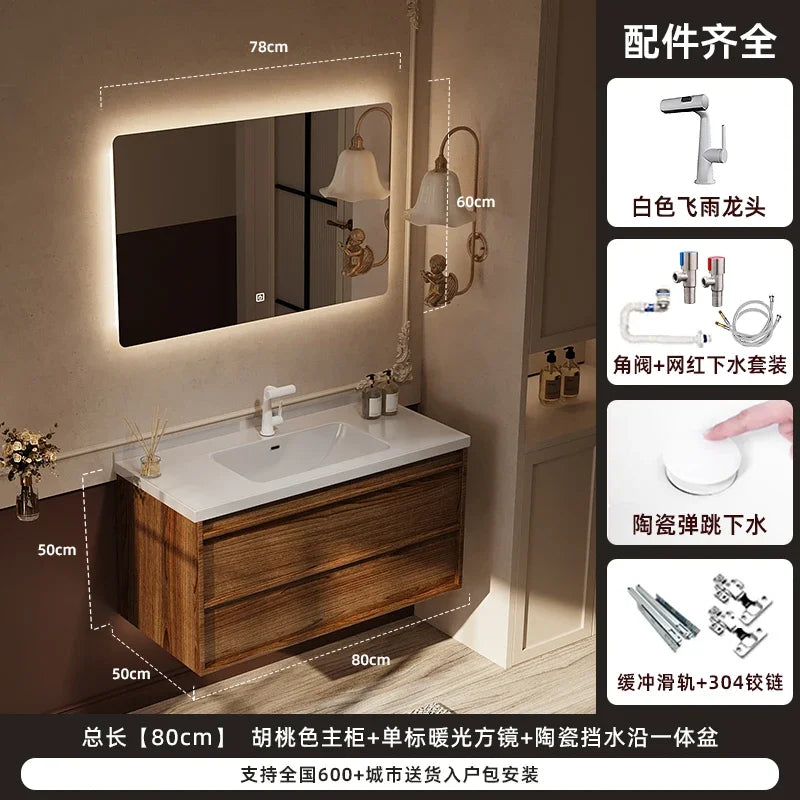 Solid wood bathroom cabinet with vintage style, includes sink and toilet separator, for stylish bathroom storage by WinniShop