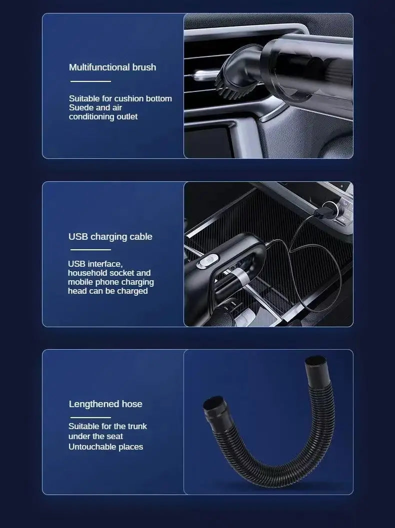 WinniShop LEIBOO portable car vacuum cleaner, 10000PA handheld cordless mini vacuum for home and vehicle cleaning.