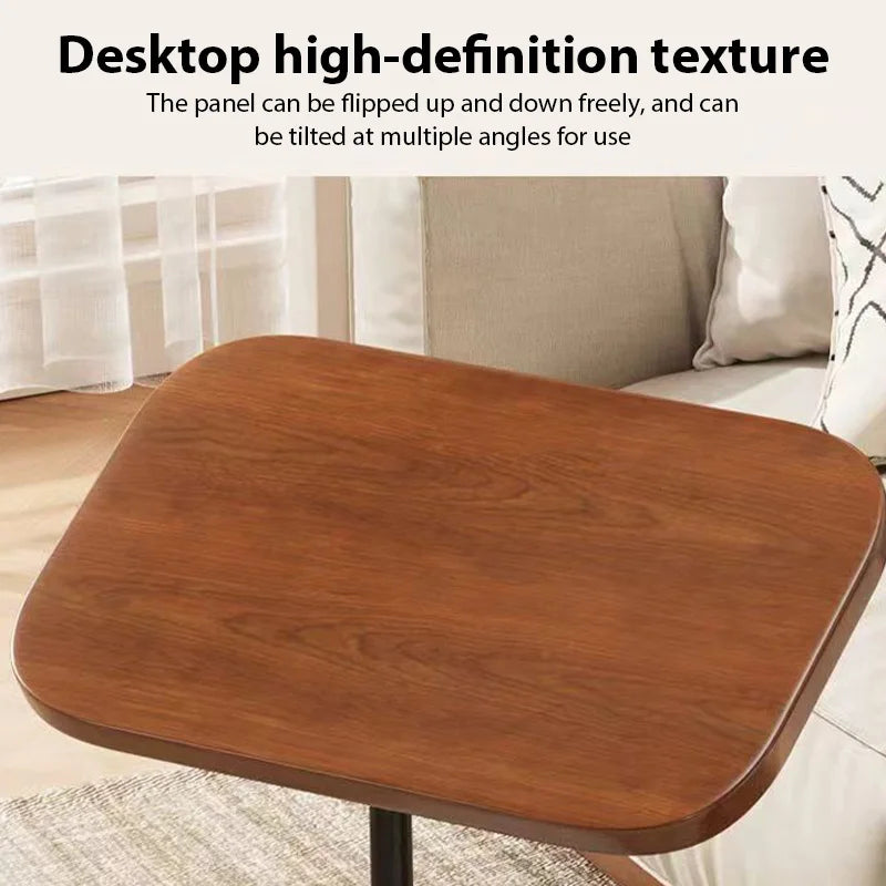 Adjustable side table by WinniShop with a wooden top, ideal as coffee, tea, or bedside table for home or office use.