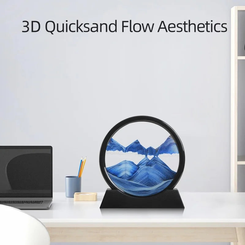 WinniHouse 3D sand timer with moving sands and dynamic sand art in a sleek, modern design.