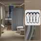 Magnetic foldable shower curtain from WinniHouse with suction cups, designed for easy installation and space-saving bathroom use.