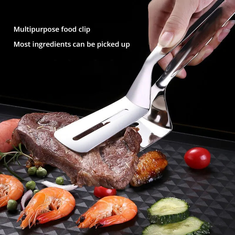 WinniHouse stainless steel fish and meat clip, barbecue tongs for grilling and kitchen use, sturdy kitchen utensil for home cooking