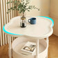 Modern red round accent table with storage shelf from WinniShop, lightweight design for living room or bedroom use.