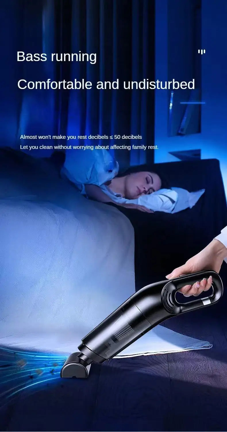 Portable WinniShop LEIBOO car vacuum cleaner with 10,000PA suction, handheld cordless mini vacuum for car interior cleaning.