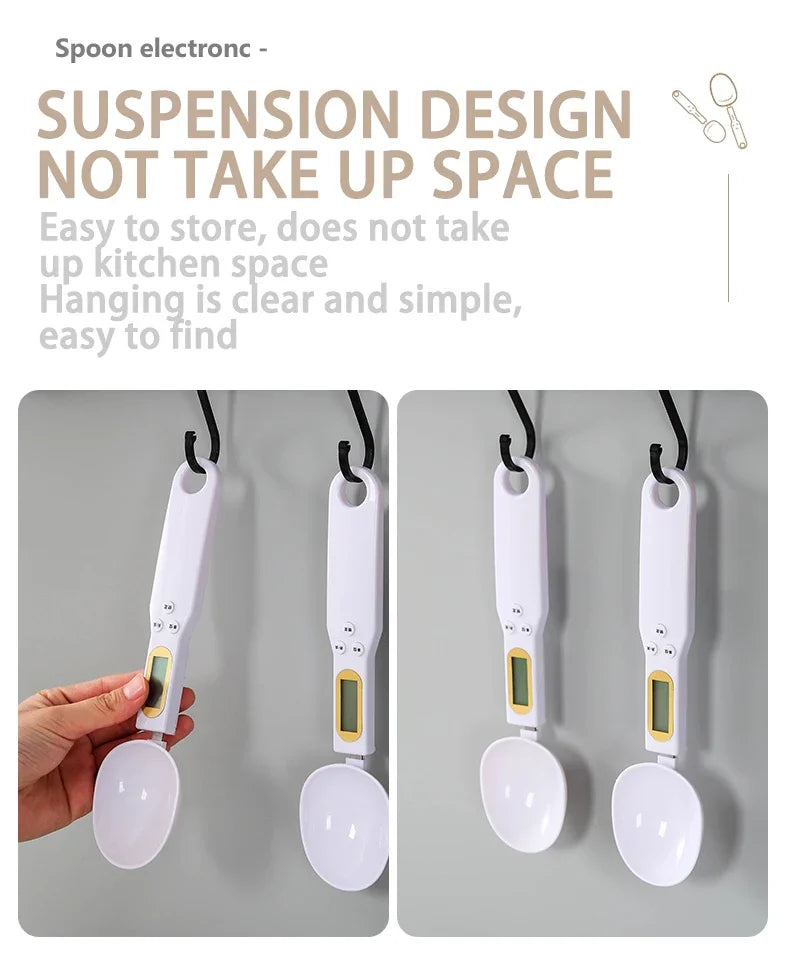 WinniHouse digital 500g kitchen measuring spoon with LCD display, precision 0.5g, compact and accurate for cooking and baking.
