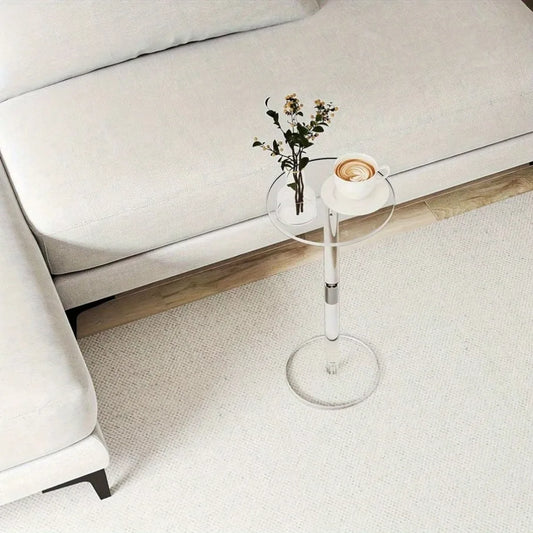 Small round transparent acrylic tea table by WinniShop, modern space-saving side table for living room with creative design