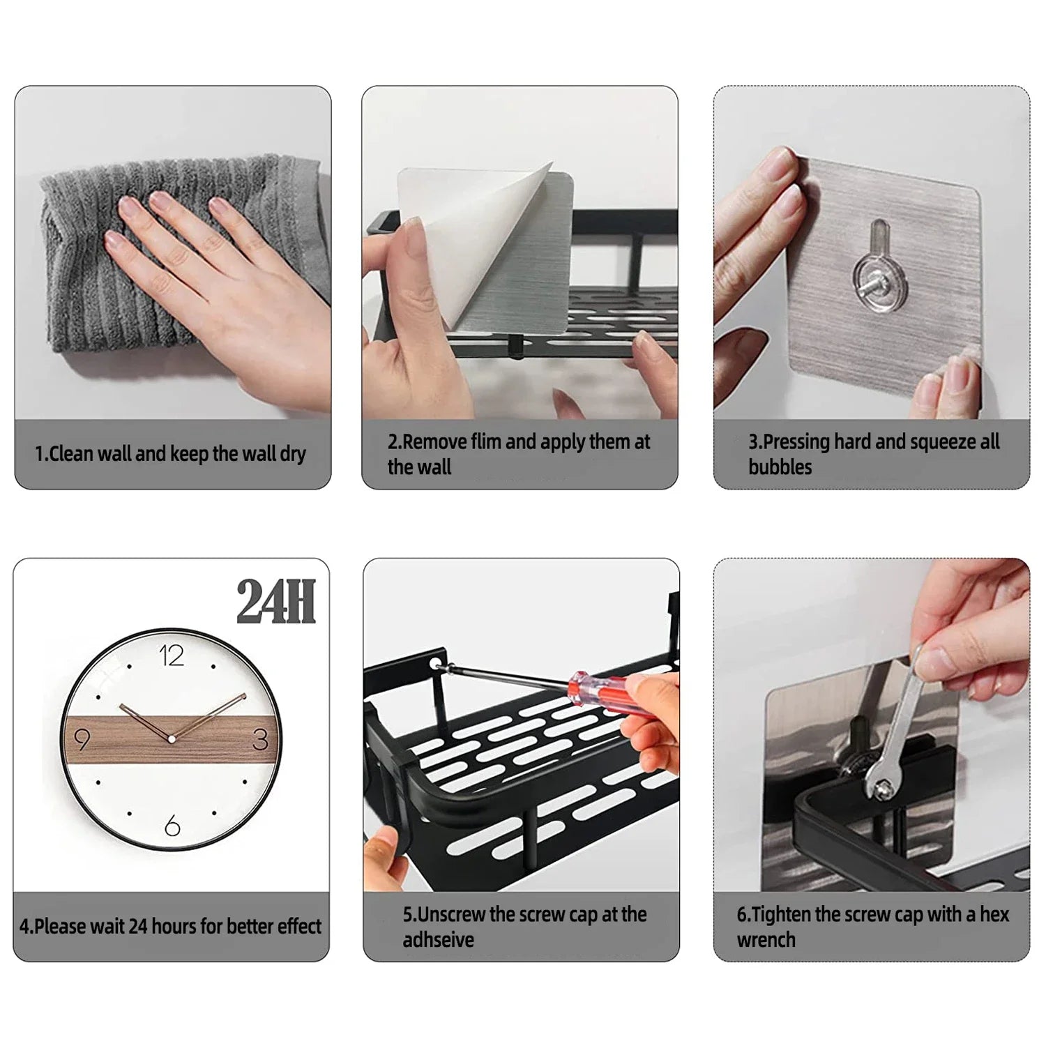 Wall-mounted bathroom storage shelf by WinniHouse, shower organizer for shampoo and bathroom accessories, wall-mounted for space-saving.