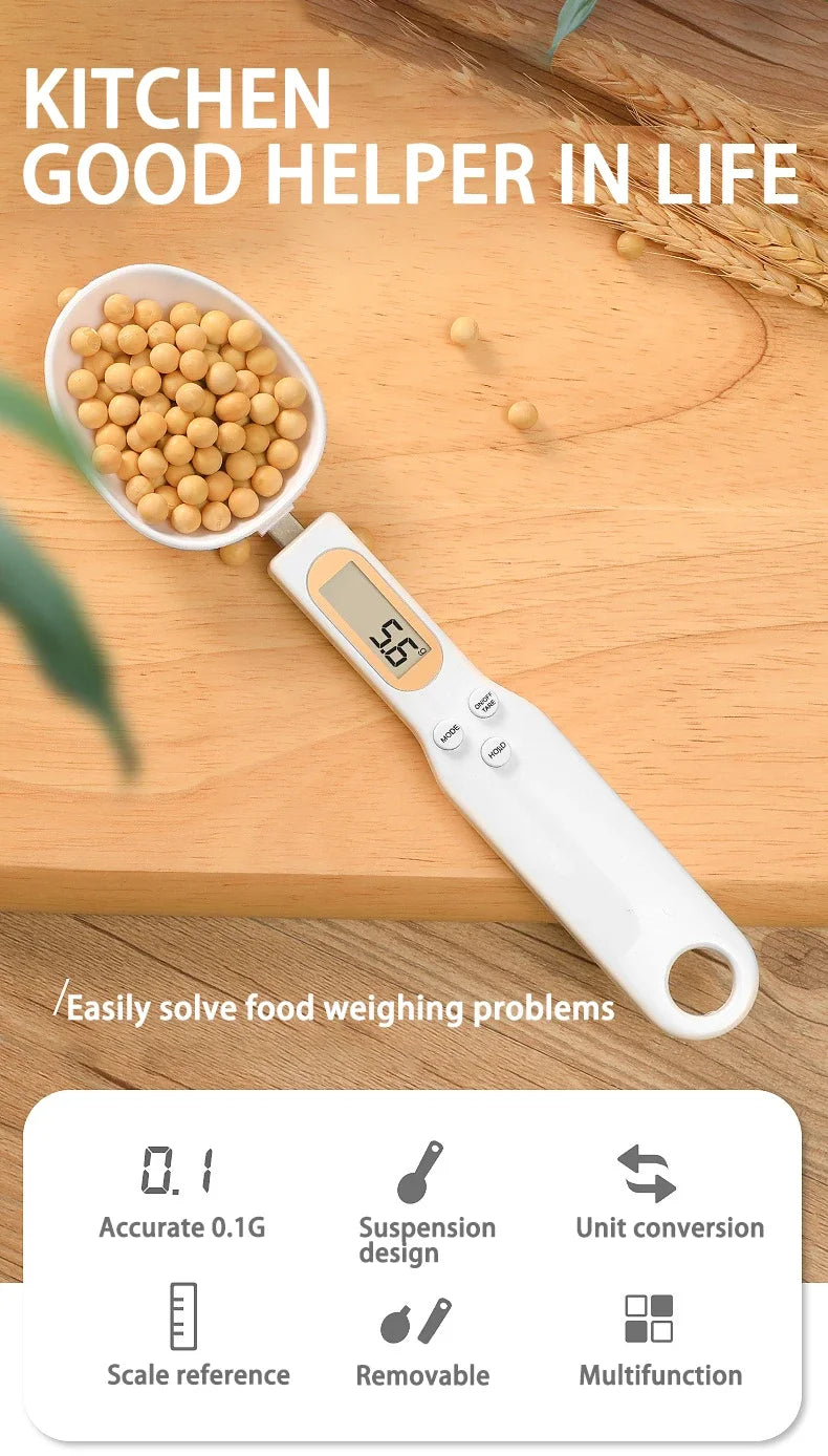 Digital 500g kitchen measuring spoon with LCD display from WinniHouse, precise culinary scale with 0.5g accuracy.