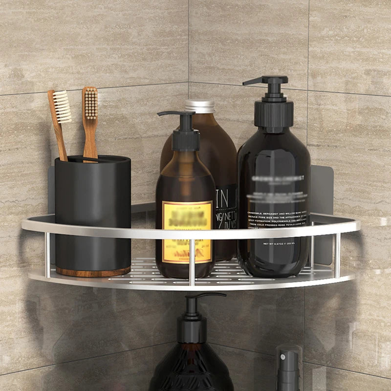 Wall-mounted bathroom storage shelf from WinniHouse, shower organizer for shampoo and bathroom accessories, ideal for bathroom organization.