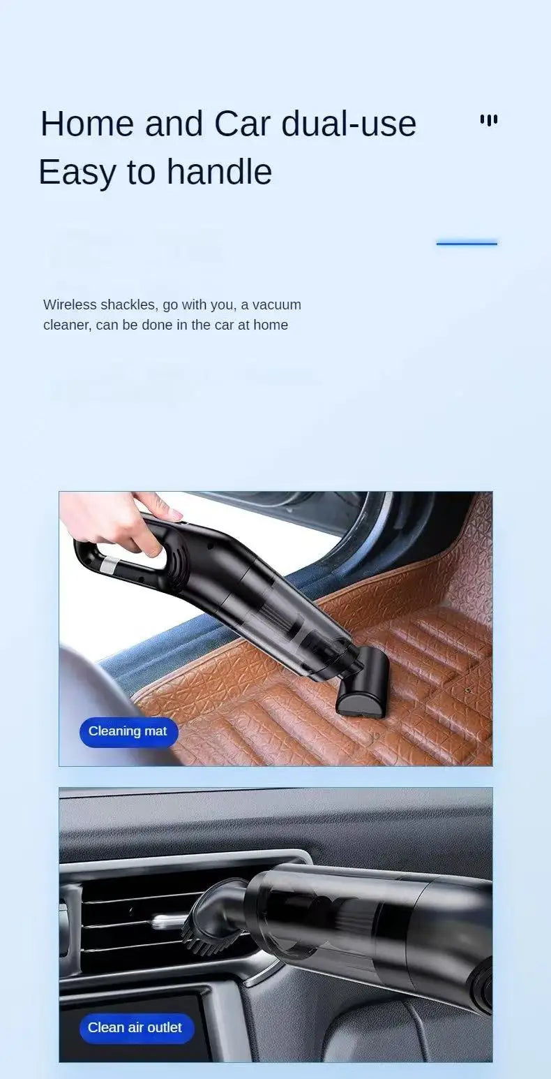 WinniShop LEIBOO car vacuum cleaner, portable handheld wireless device with 10,000PA suction for efficient cleaning of car interiors.