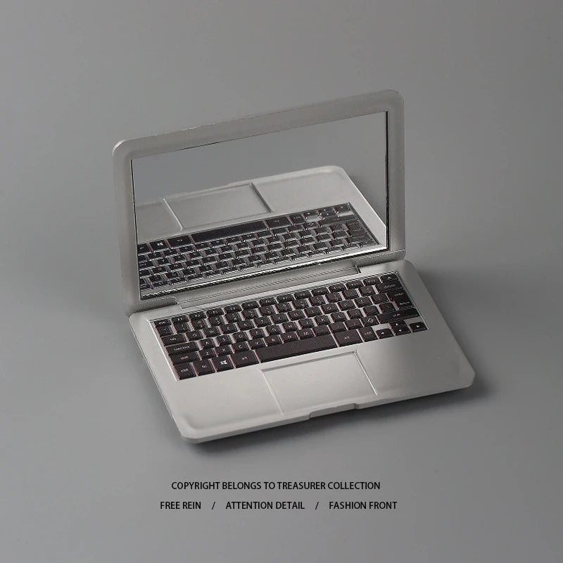 Portable creative mirror for computers by WinniShop, foldable makeup mirror with laptop shape, high-quality pocket beauty mirror.
