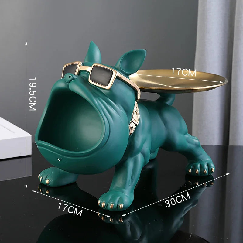 30 cm bulldog figurine from WinniHouse with storage box, ideal for home decor and decorative organization.