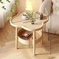 Modern round red accent table by WinniShop with storage shelf, lightweight design for living room or bedroom.