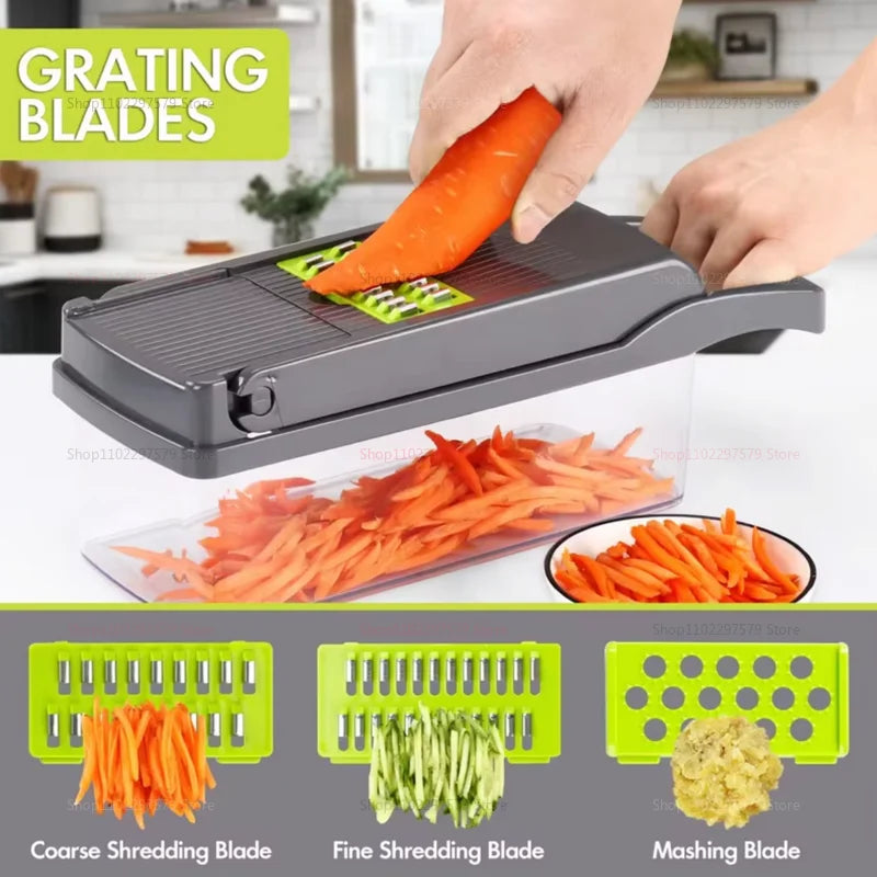 WinniHouse portable multifunctional vegetable chopper with sleek design and stainless steel blades for efficient food prep.
