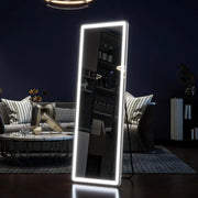 Full-length LED mirror by WinniHouse with adjustable lighting and three color temperature options, measuring 63x20 inches.