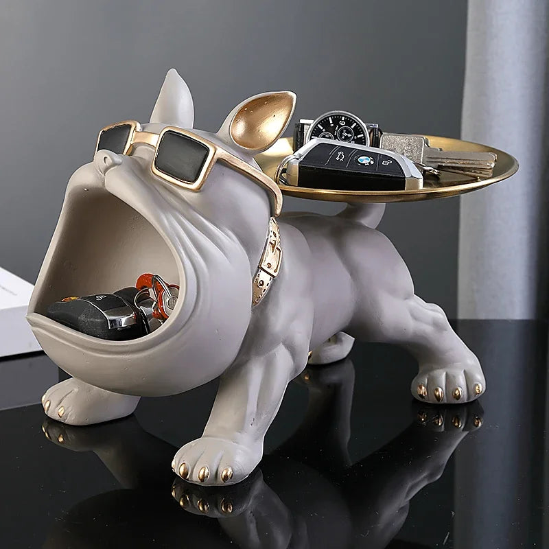 30cm bulldog figurine by WinniHouse, decorative storage box for home decor, featuring a realistic bulldog design.
