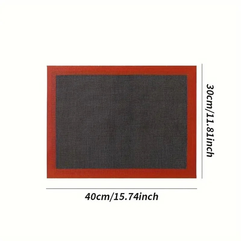 Silicone perforated baking mat for oven, non-stick, ideal for cookies, macarons, and pastries, two-piece set by WinniHouse.