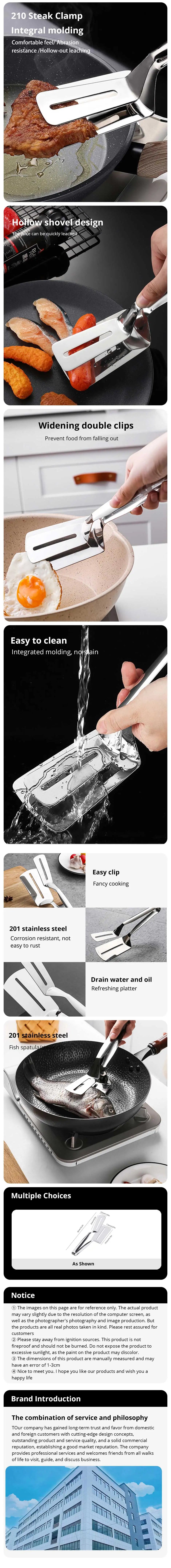 WinniHouse stainless steel fish filet clip with handle, ideal for grilling fish, meat, and barbecue, kitchen cooking utensil