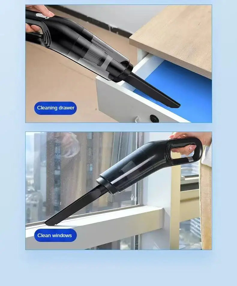 WinniShop LEIBOO portable car vacuum cleaner with 10000PA suction, handheld wireless design, compact and powerful for car cleaning.