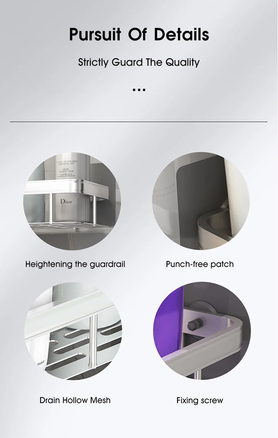 Wall-mounted bathroom storage shelf by WinniHouse, ideal for shower organization and holding shampoo bottles and bathroom accessories.