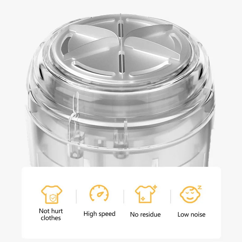 Portable electric lint remover for clothing by WinniShop, showing a compact depilating device on a fuzzy sweater fabric.