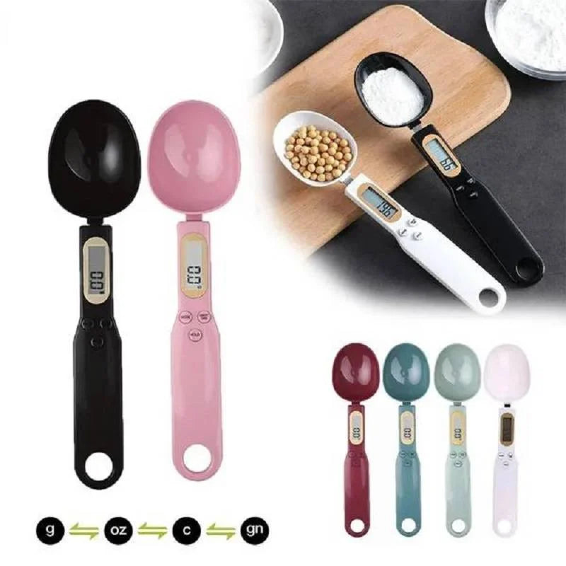 Digital 500g WinniHouse precision kitchen scale with LCD display, featuring a measuring spoon for accurate cooking and baking.